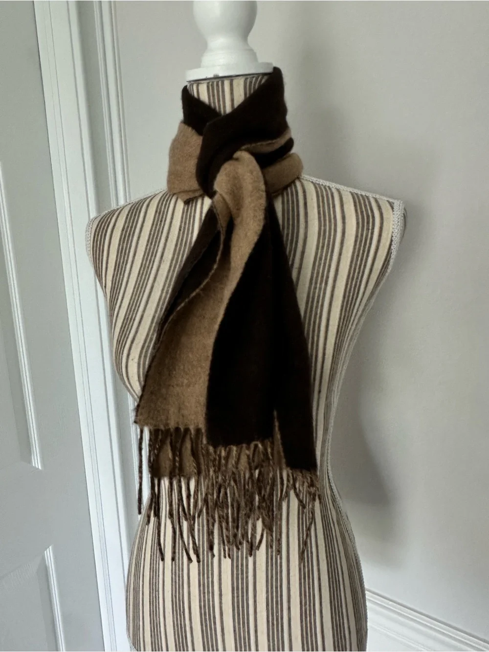 Armani Collezioni Made in Italy Two-Tone Fringed Scarf